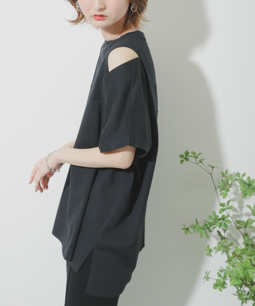 SENSE OF PLACE by URBAN RESEARCH（センスオブプレイスバイアーバンリサーチ）の「スリットスリーブTシャツ（Tシャツ/カットソー・レディース・イエロー/ブラック/オフホワイト・ONE）」の20枚目の写真