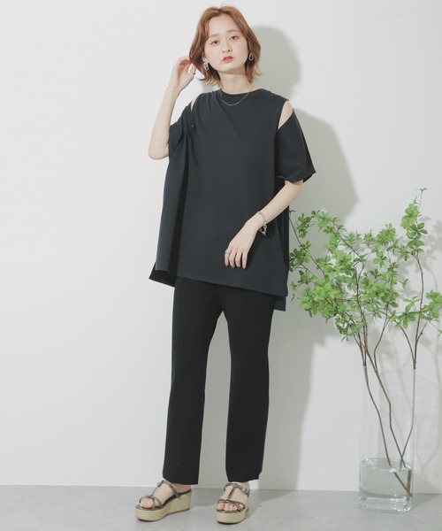 SENSE OF PLACE by URBAN RESEARCH（センスオブプレイスバイアーバンリサーチ）の「スリットスリーブTシャツ（Tシャツ/カットソー・レディース・イエロー/ブラック/オフホワイト・ONE）」の22枚目の写真