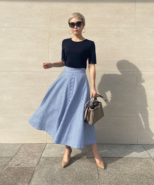 JENNE(ジェンヌ)の「ツイードフレアスカート(スカート・レディース・ブルー/グレー・SMALL/MEDIUM/LARGE)」の5枚目の写真