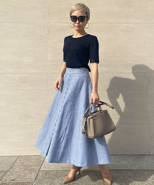 JENNE(ジェンヌ)の「ツイードフレアスカート(スカート・レディース・ブルー/グレー・SMALL/MEDIUM/LARGE)」の17枚目の写真