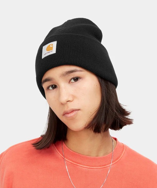 Carhartt WIP（カーハートダブリューアイピー）の「Carhartt WIP/カーハート ダブリューアイピー ビーニー ACRYLIC WATCH CAP I020222（ニットキャップ/ビーニー・レディース・ブラウン/ベージュ/グレー系その他/ホワイト系その他/グリーン/ブルー/オレンジ/ブラック/ネイビー/グレー/アイボリー/ヘザーグレー/ダークグリーン/グレイッシュブルー/ダークブラウン/レンガ/ダークオリーブ/ダークネイビー/アッシュグレー/ダークグレー/コバルトブルー/ピンク/ブラック系その他・FREE）」の4枚目の写真