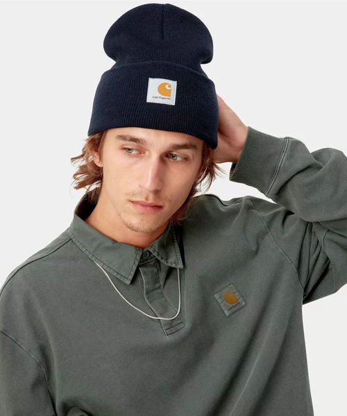 Carhartt WIP（カーハートダブリューアイピー）の「Carhartt WIP/カーハート ダブリューアイピー ビーニー ACRYLIC WATCH CAP I020222（ニットキャップ/ビーニー・レディース・ブラウン/ベージュ/グレー系その他/ホワイト系その他/グリーン/ブルー/オレンジ/ブラック/ネイビー/グレー/アイボリー/ヘザーグレー/ダークグリーン/グレイッシュブルー/ダークブラウン/レンガ/ダークオリーブ/ダークネイビー/アッシュグレー/ダークグレー/コバルトブルー/ピンク/ブラック系その他・FREE）」の16枚目の写真