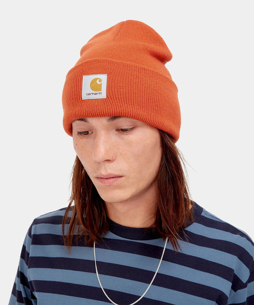 Carhartt WIP（カーハートダブリューアイピー）の「Carhartt WIP/カーハート ダブリューアイピー ビーニー ACRYLIC WATCH CAP I020222（ニットキャップ/ビーニー・レディース・ブラウン/ベージュ/グレー系その他/ホワイト系その他/グリーン/ブルー/オレンジ/ブラック/ネイビー/グレー/アイボリー/ヘザーグレー/ダークグリーン/グレイッシュブルー/ダークブラウン/レンガ/ダークオリーブ/ダークネイビー/アッシュグレー/ダークグレー/コバルトブルー/ピンク/ブラック系その他・FREE）」の22枚目の写真