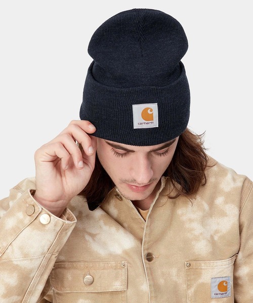 Carhartt WIP（カーハートダブリューアイピー）の「Carhartt WIP/カーハート ダブリューアイピー ビーニー ACRYLIC WATCH CAP I020222（ニットキャップ/ビーニー・レディース・ブラウン/ベージュ/グレー系その他/ホワイト系その他/グリーン/ブルー/オレンジ/ブラック/ネイビー/グレー/アイボリー/ヘザーグレー/ダークグリーン/グレイッシュブルー/ダークブラウン/レンガ/ダークオリーブ/ダークネイビー/アッシュグレー/ダークグレー/コバルトブルー/ピンク/ブラック系その他・FREE）」の20枚目の写真