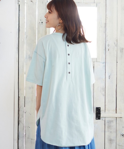 MATCH&more（マッチアンドモア）の「バックヘンリーＴシャツ（Tシャツ/カットソー・レディース・ホワイト/ブラック/ベージュ/グレー/カーキ/ミント・FREE）」の6枚目の写真