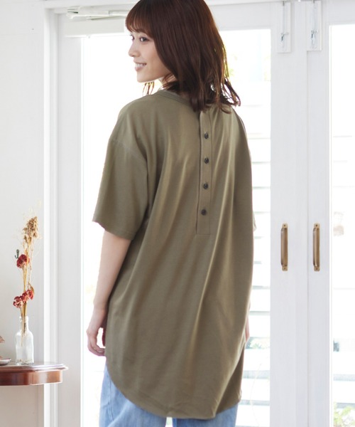 MATCH&more（マッチアンドモア）の「バックヘンリーＴシャツ（Tシャツ/カットソー・レディース・ホワイト/ブラック/ベージュ/グレー/カーキ/ミント・FREE）」の11枚目の写真