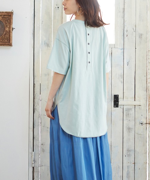 MATCH&more（マッチアンドモア）の「バックヘンリーＴシャツ（Tシャツ/カットソー・レディース・ホワイト/ブラック/ベージュ/グレー/カーキ/ミント・FREE）」の13枚目の写真