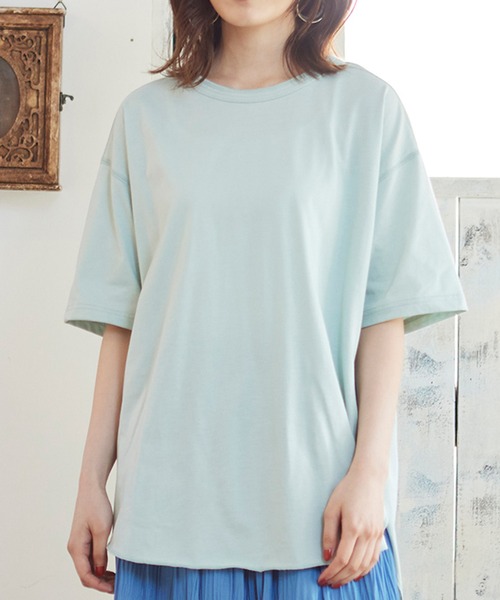 MATCH&more（マッチアンドモア）の「バックヘンリーＴシャツ（Tシャツ/カットソー・レディース・ホワイト/ブラック/ベージュ/グレー/カーキ/ミント・FREE）」の14枚目の写真