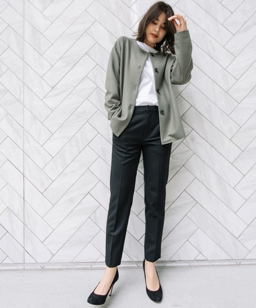 Munich（ミューニック）の「スーパー100ツイルジャージー　ノーカラージャケット（ノーカラージャケット・レディース・ブラック/カーキ/ライトベージュ・S/XS）」の4枚目の写真