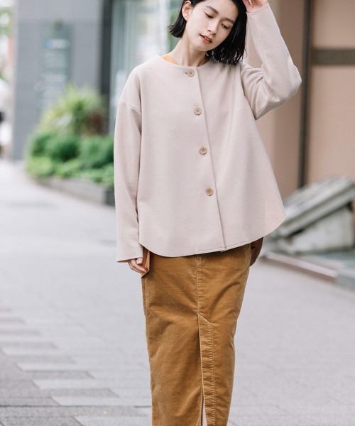 Munich（ミューニック）の「スーパー100ツイルジャージー　ノーカラージャケット（ノーカラージャケット・レディース・ブラック/カーキ/ライトベージュ・S/XS）」の17枚目の写真