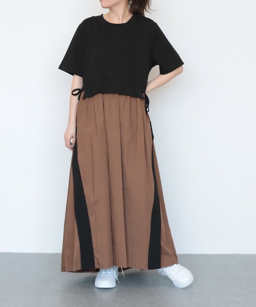 セール The ワンピース Store ティテ インザ ストア のファッション In In ウエストドロスト切り替えライン半袖ワンピース ワンピース Tite