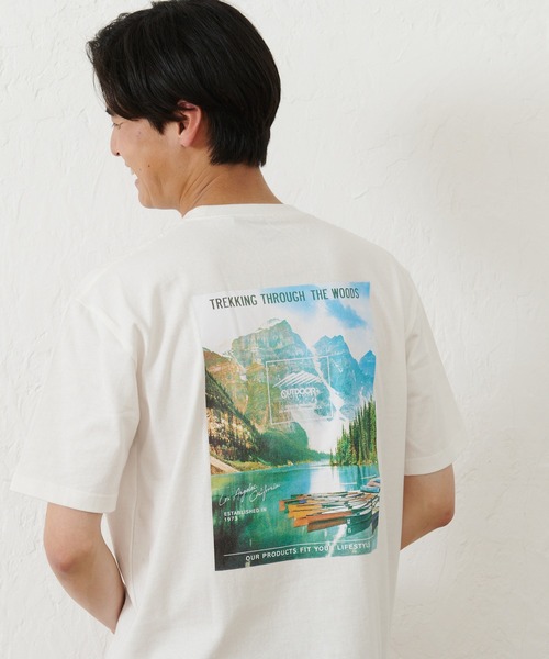 OUTDOOR PRODUCTS（アウトドアプロダクツ）の「【OUTDOOR PRODUCTS】USAコットン ヘビーウェイトグラフィックバックプリントTシャツ/ワンポイントブランドロゴ（Tシャツ/カットソー・メンズ・ホワイト/ネイビー/カーキ/ブラック/ベージュ/ホワイト系その他・X-LARGE/MEDIUM/LARGE）」の3枚目の写真