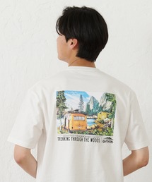 【OUTDOOR PRODUCTS】USAコットン ヘビーウェイトグラフィックバックプリントTシャツ/ワンポイントブランドロゴ