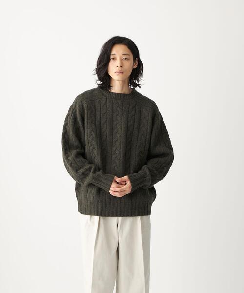 CITEN(シテン)の「<CITEN(シテン)>フィッシャーマンズ ニット(ニット/セーター・メンズ・ライトグレー/ダークグリーン/ライム/ナチュラル/ライトピンク・FREE)」の4枚目の写真