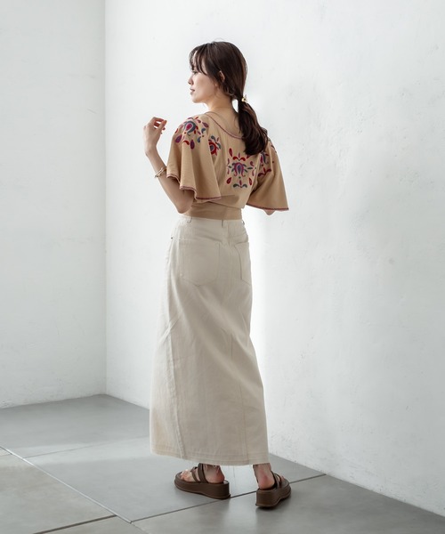 mystic(ミスティック)の「刺繍ポンチョトップス(シャツ/ブラウス・レディース・チャコールグレー/キャメル・FREE)」の10枚目の写真