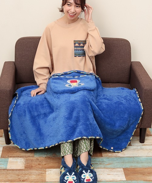 ブルー かあさん様 チチカカ（チチカカ）の「アミーゴ4wayブランケット 70×100cm