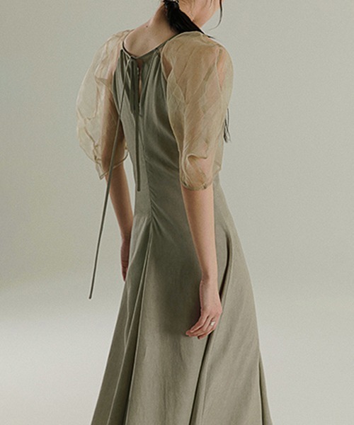 chuclla(チュクラ)の「【MURMURMI】Puff sleeve silk dress chw21a022(ワンピース・レディース・ライトグリーン・L/M)」の1枚目の写真