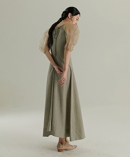chuclla(チュクラ)の「【MURMURMI】Puff sleeve silk dress chw21a022(ワンピース・レディース・ライトグリーン・L/M)」の5枚目の写真