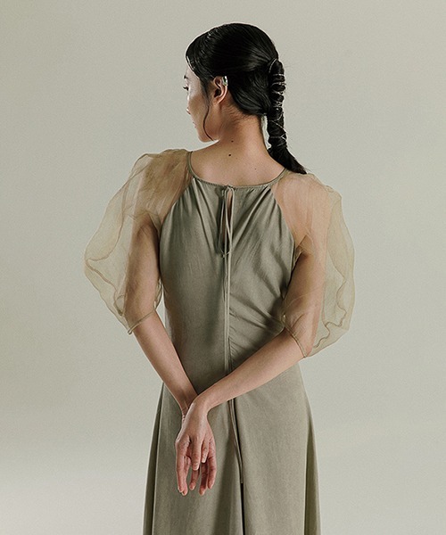 chuclla(チュクラ)の「【MURMURMI】Puff sleeve silk dress chw21a022(ワンピース・レディース・ライトグリーン・L/M)」の7枚目の写真