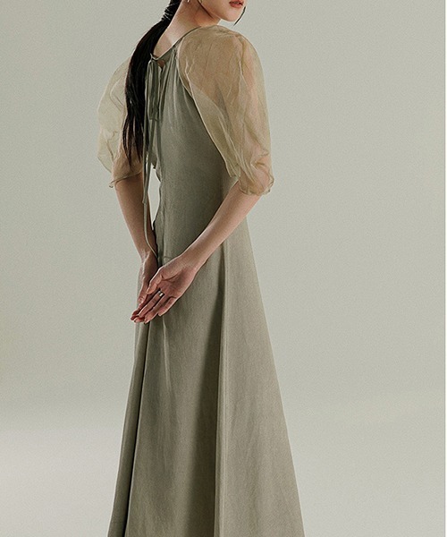 chuclla(チュクラ)の「【MURMURMI】Puff sleeve silk dress chw21a022(ワンピース・レディース・ライトグリーン・L/M)」の8枚目の写真