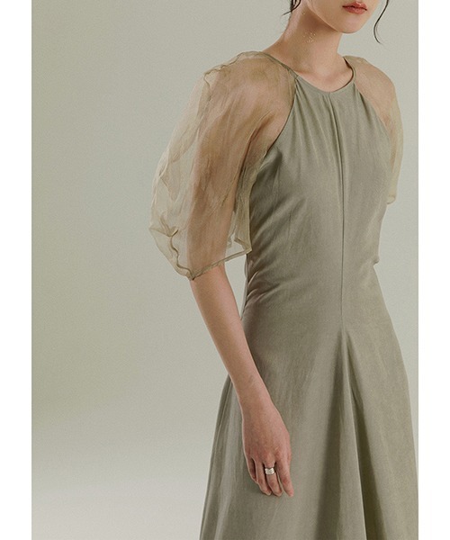 chuclla(チュクラ)の「【MURMURMI】Puff sleeve silk dress chw21a022(ワンピース・レディース・ライトグリーン・L/M)」の9枚目の写真