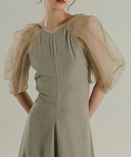 chuclla(チュクラ)の「【MURMURMI】Puff sleeve silk dress chw21a022(ワンピース・レディース・ライトグリーン・L/M)」の10枚目の写真