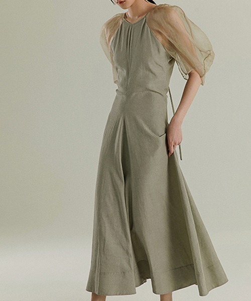 chuclla(チュクラ)の「【MURMURMI】Puff sleeve silk dress chw21a022(ワンピース・レディース・ライトグリーン・L/M)」の11枚目の写真
