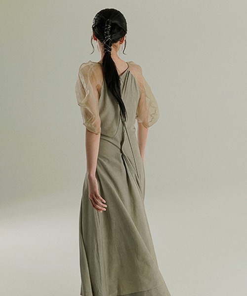 chuclla(チュクラ)の「【MURMURMI】Puff sleeve silk dress chw21a022(ワンピース・レディース・ライトグリーン・L/M)」の12枚目の写真
