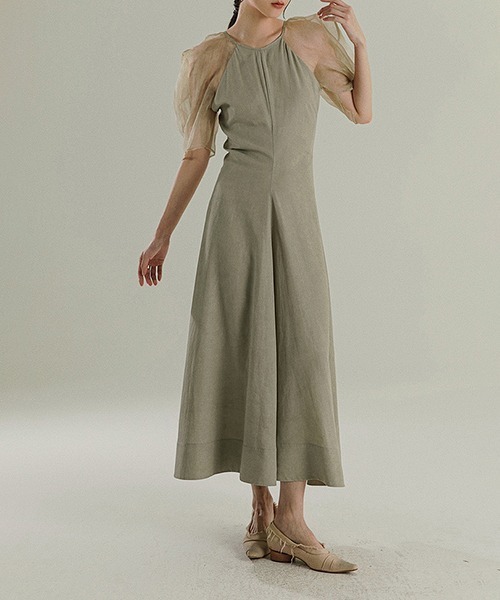 chuclla(チュクラ)の「【MURMURMI】Puff sleeve silk dress chw21a022(ワンピース・レディース・ライトグリーン・L/M)」の13枚目の写真
