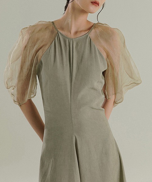 chuclla(チュクラ)の「【MURMURMI】Puff sleeve silk dress chw21a022(ワンピース・レディース・ライトグリーン・L/M)」の14枚目の写真