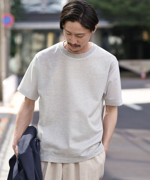 SHIPS（シップス）の「SHIPS: japan quality プリペラ調 リラックス Tシャツ（Tシャツ/カットソー・メンズ・ライトグレー/ブルー/キャメル・SMALL/MEDIUM/LARGE/X-LARGE）」の4枚目の写真