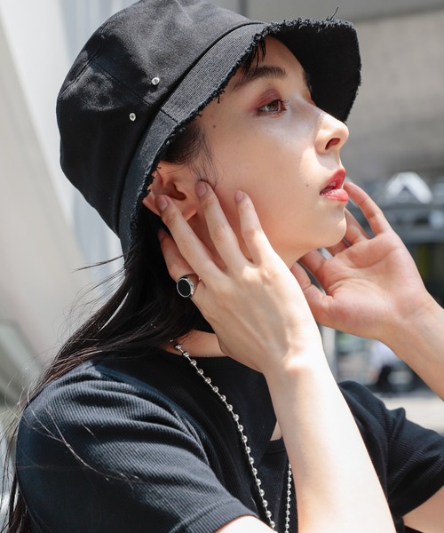 HARE（ハレ）の「ブリムクラッシュバケットハット(HARE)（ハット・レディース・アイボリー/ブラック・FREE）」の5枚目の写真