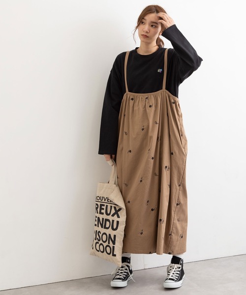 POU DOU DOU（プードゥドゥ）の「フラワー刺繍2wayジャンスカ（ワンピース・レディース・ブラック/ブラウン/キナリ・3）」の3枚目の写真