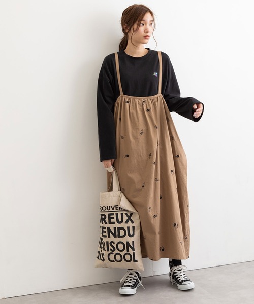 POU DOU DOU（プードゥドゥ）の「フラワー刺繍2wayジャンスカ（ワンピース・レディース・ブラック/ブラウン/キナリ・3）」の16枚目の写真