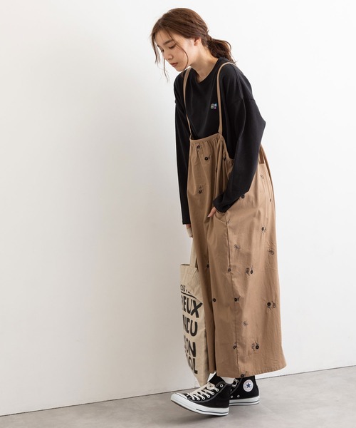 POU DOU DOU（プードゥドゥ）の「フラワー刺繍2wayジャンスカ（ワンピース・レディース・ブラック/ブラウン/キナリ・3）」の4枚目の写真