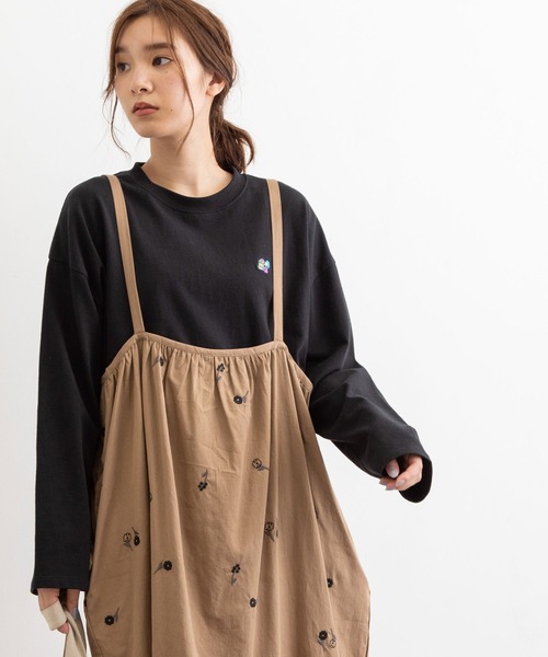 POU DOU DOU（プードゥドゥ）の「フラワー刺繍2wayジャンスカ（ワンピース・レディース・ブラック/ブラウン/キナリ・3）」の10枚目の写真