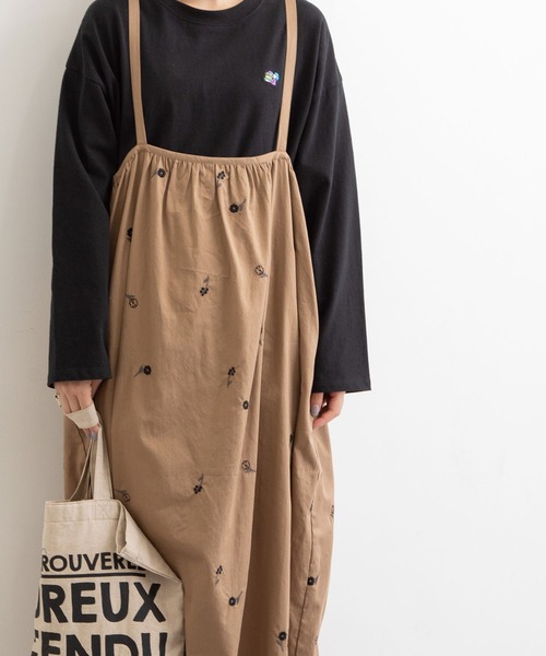 POU DOU DOU（プードゥドゥ）の「フラワー刺繍2wayジャンスカ（ワンピース・レディース・ブラック/ブラウン/キナリ・3）」の13枚目の写真