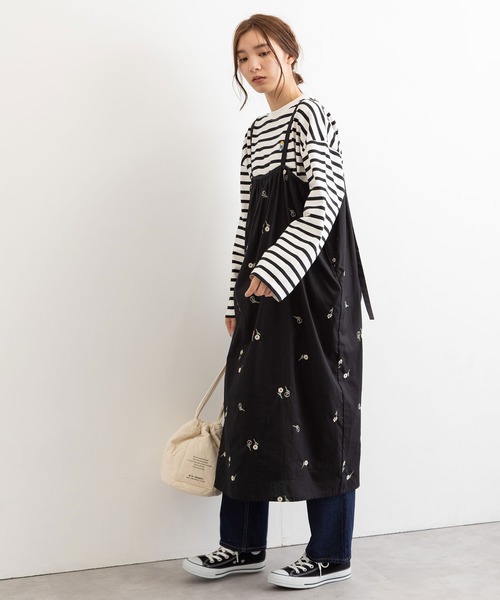 POU DOU DOU（プードゥドゥ）の「フラワー刺繍2wayジャンスカ（ワンピース・レディース・ブラック/ブラウン/キナリ・3）」の17枚目の写真