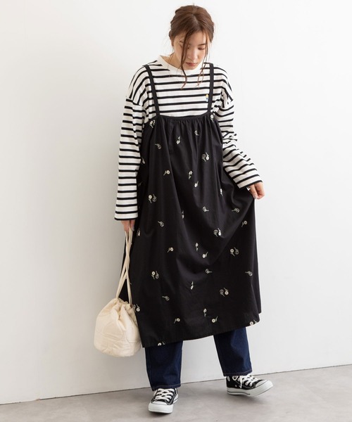 POU DOU DOU（プードゥドゥ）の「フラワー刺繍2wayジャンスカ（ワンピース・レディース・ブラック/ブラウン/キナリ・3）」の5枚目の写真