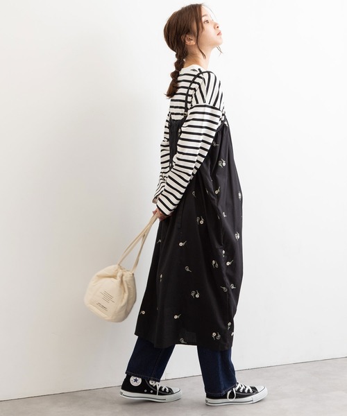 POU DOU DOU（プードゥドゥ）の「フラワー刺繍2wayジャンスカ（ワンピース・レディース・ブラック/ブラウン/キナリ・3）」の8枚目の写真