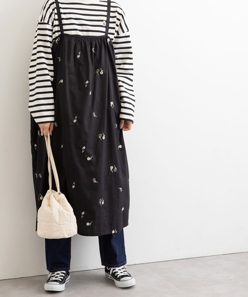POU DOU DOU（プードゥドゥ）の「フラワー刺繍2wayジャンスカ（ワンピース・レディース・ブラック/ブラウン/キナリ・3）」の14枚目の写真