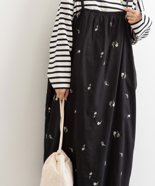 POU DOU DOU（プードゥドゥ）の「フラワー刺繍2wayジャンスカ（ワンピース・レディース・ブラック/ブラウン/キナリ・3）」の20枚目の写真