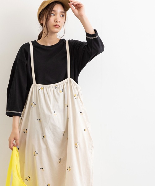 POU DOU DOU（プードゥドゥ）の「フラワー刺繍2wayジャンスカ（ワンピース・レディース・ブラック/ブラウン/キナリ・3）」の9枚目の写真