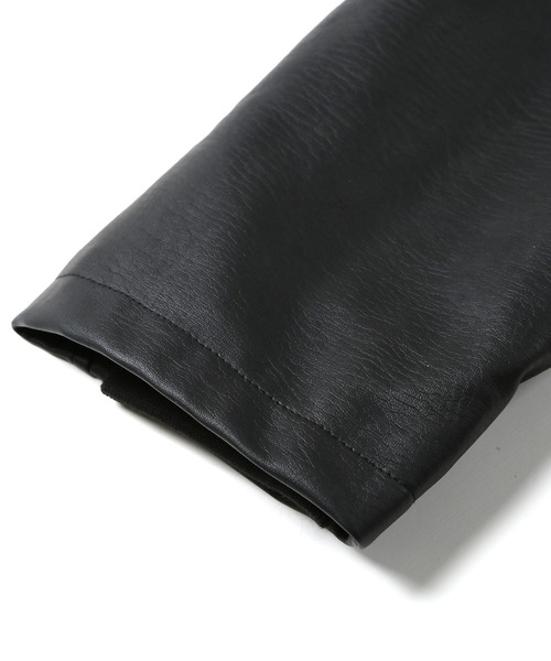 G.O.C(ジーオーシー)の「シンセティックレザーオーバーサイズジップアップジャケット(ブルゾン・メンズ・ブラック・LARGE/MEDIUM)」の8枚目の写真