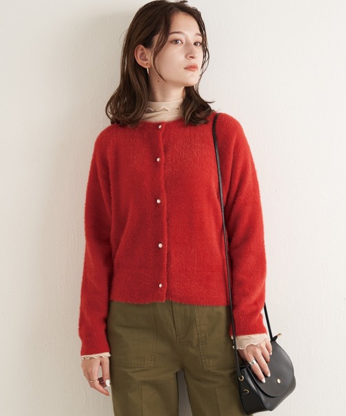 LAVEANGE(ラビアンジェ)の「シャギーパールボタンカーデ(カーディガン/ボレロ・レディース・ブラック/パープル/ブラウン/レッド/ブルー・LL/3L/M)」の15枚目の写真