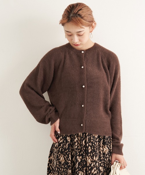 LAVEANGE(ラビアンジェ)の「シャギーパールボタンカーデ(カーディガン/ボレロ・レディース・ブラック/パープル/ブラウン/レッド/ブルー・LL/3L/M)」の12枚目の写真
