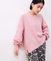 【美品✨】アダムエロペ　ニット　ウール　FOX ピンク　モテニット　可愛い ADAM ET ROPE'（アダムエロペ）の「FOXウールVネックプル