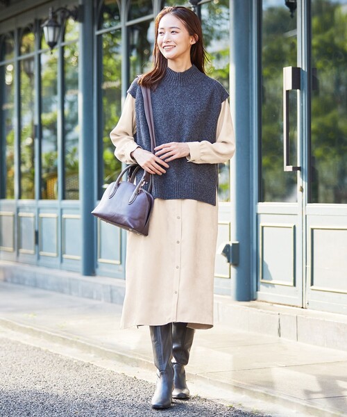 J.PRESS(ジェイプレス)の「【洗える】ソフィーヌスエード ワンピース(ワンピース・レディース・ブラウン系/ベージュ系・T13)」の3枚目の写真