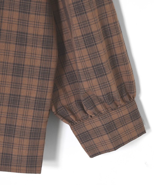 Alley by w closet(アリーバイダブルクローゼット)の「【Alley】フレア衿チェックブラウス(シャツ/ブラウス・レディース・ベージュ/ダークブラウン系1・FREE)」の6枚目の写真