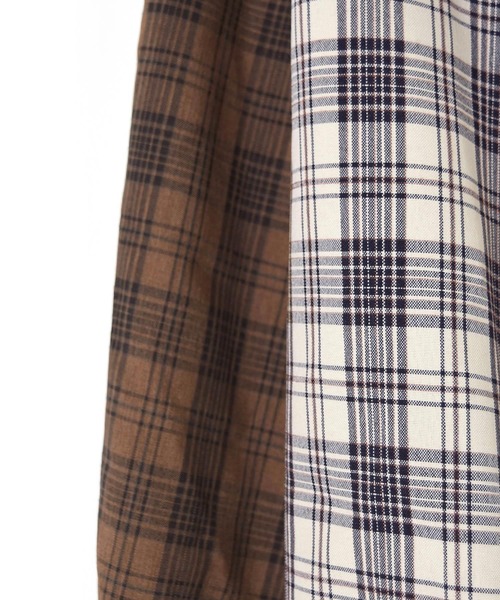 Alley by w closet(アリーバイダブルクローゼット)の「【Alley】フレア衿チェックブラウス(シャツ/ブラウス・レディース・ベージュ/ダークブラウン系1・FREE)」の3枚目の写真